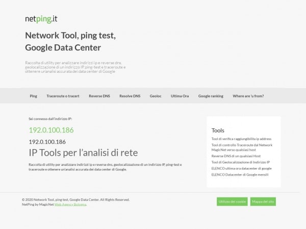 Network Tool, ping test, Google Data Center